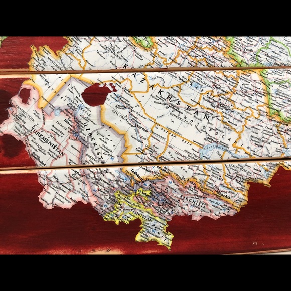 CLEARANCE Vintage USSR Soviet Union Russia Map Decoupage Wall Art - Picture 8 of 9